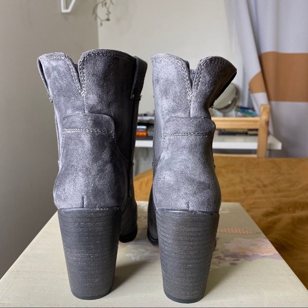 Very G Grey Block Heel Booties - Picture 2 of 6